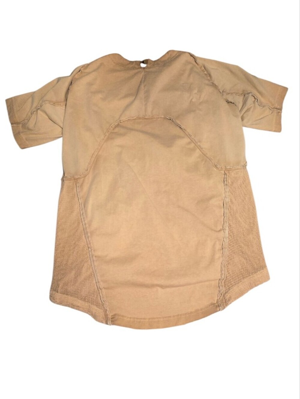 CHAUNK ORKLAD PHILOSOPHY Drkle1 G1AM0 Tan Cold Dyed Cotton Mesh Panel T Shirt - Picture 4 of 14